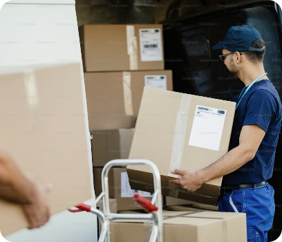 Courier carefully handling a secured express parcel