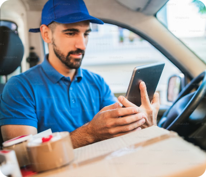 Courier managing a booked pickup using a mobile device